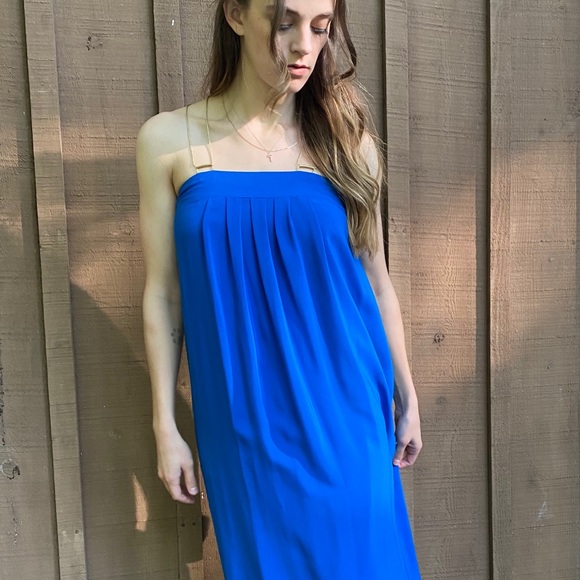 Anthropologie royal blue silk dress - Picture 2 of 4